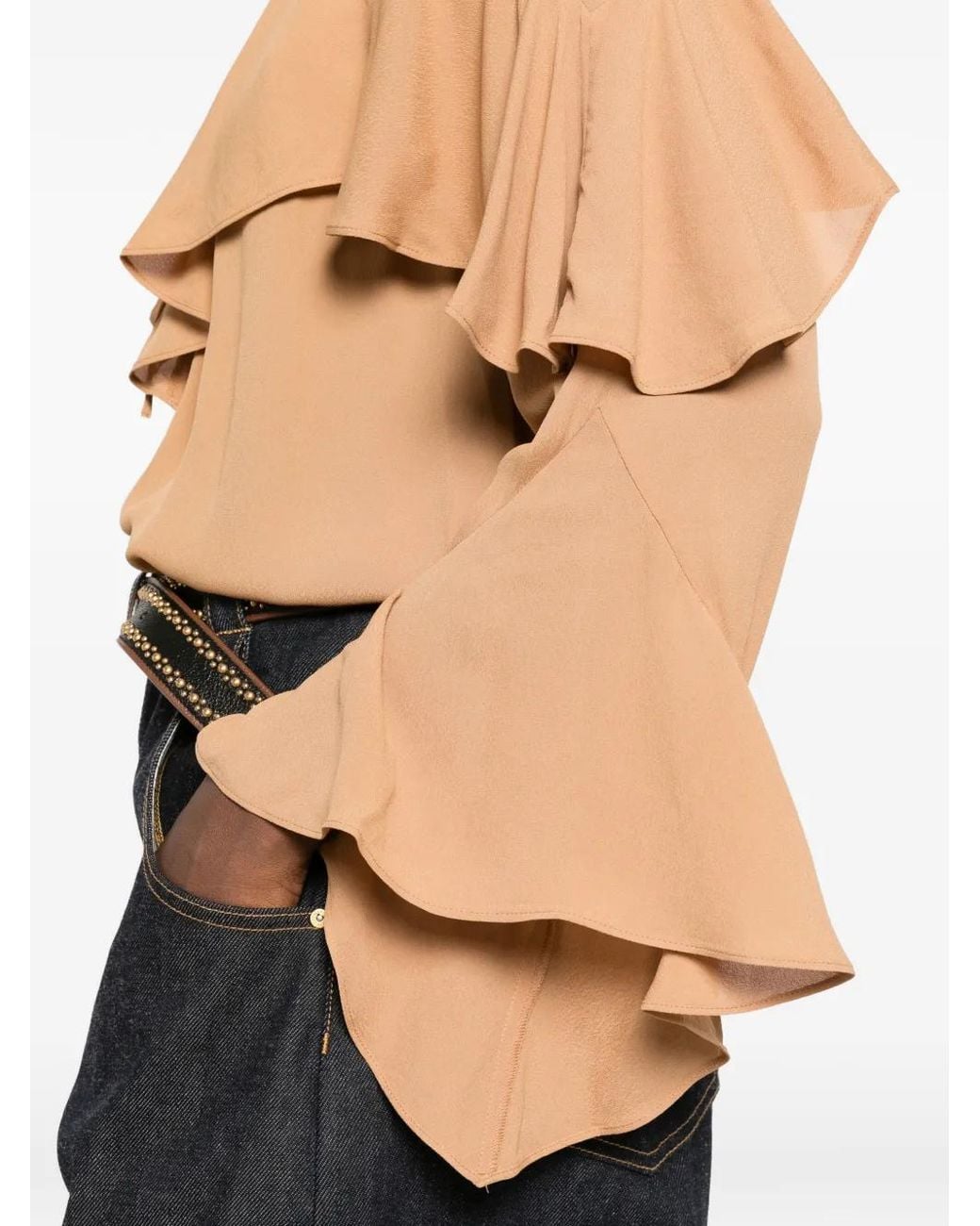 Ba&sh Natural Betty Ruffled Tiered Blouse