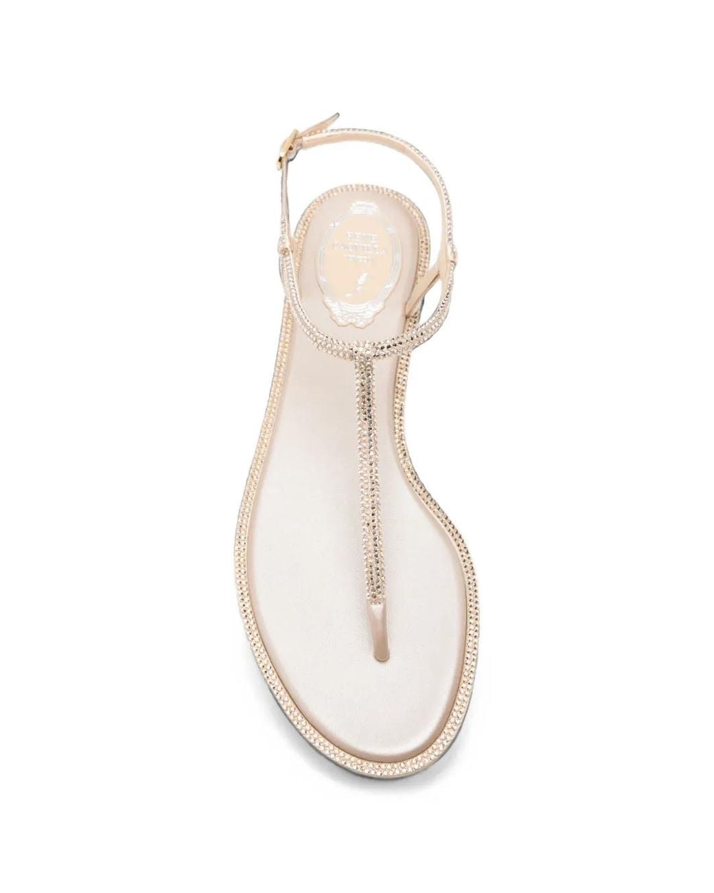 Rene Caovilla White Diana Crystal-Embellished T-Bar Sandals