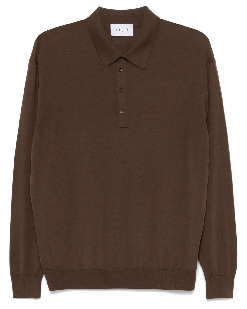D4.0 Brown Fine-Knit Polo Shirt for men