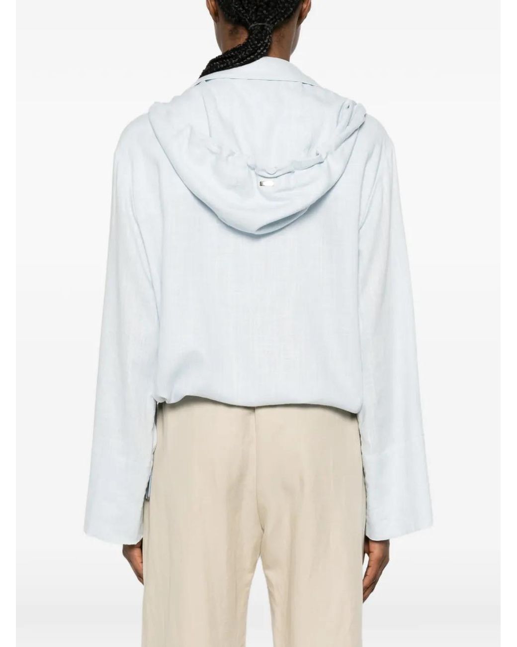 Herno White Veste À Capuche À Lien De Resserrage