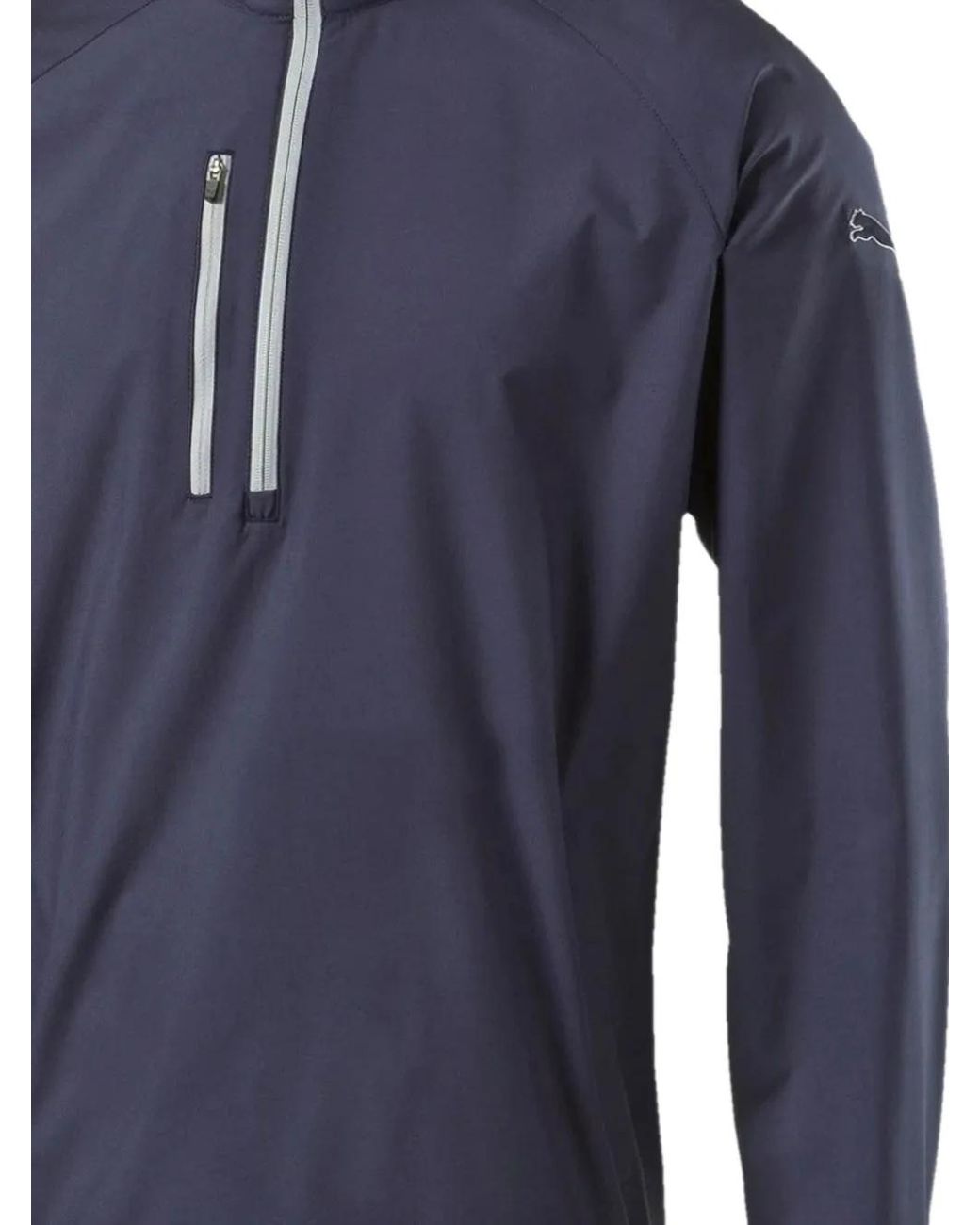 PUMA Blue Logo-Print Long-Sleeve Wind Jacket for men