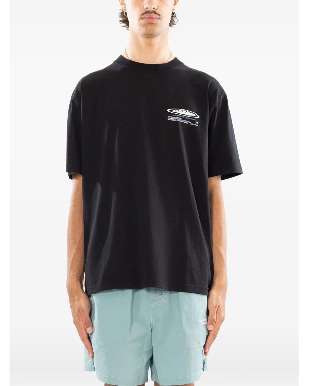 New Amsterdam Black Sharper Logo-Print T-Shirt for men
