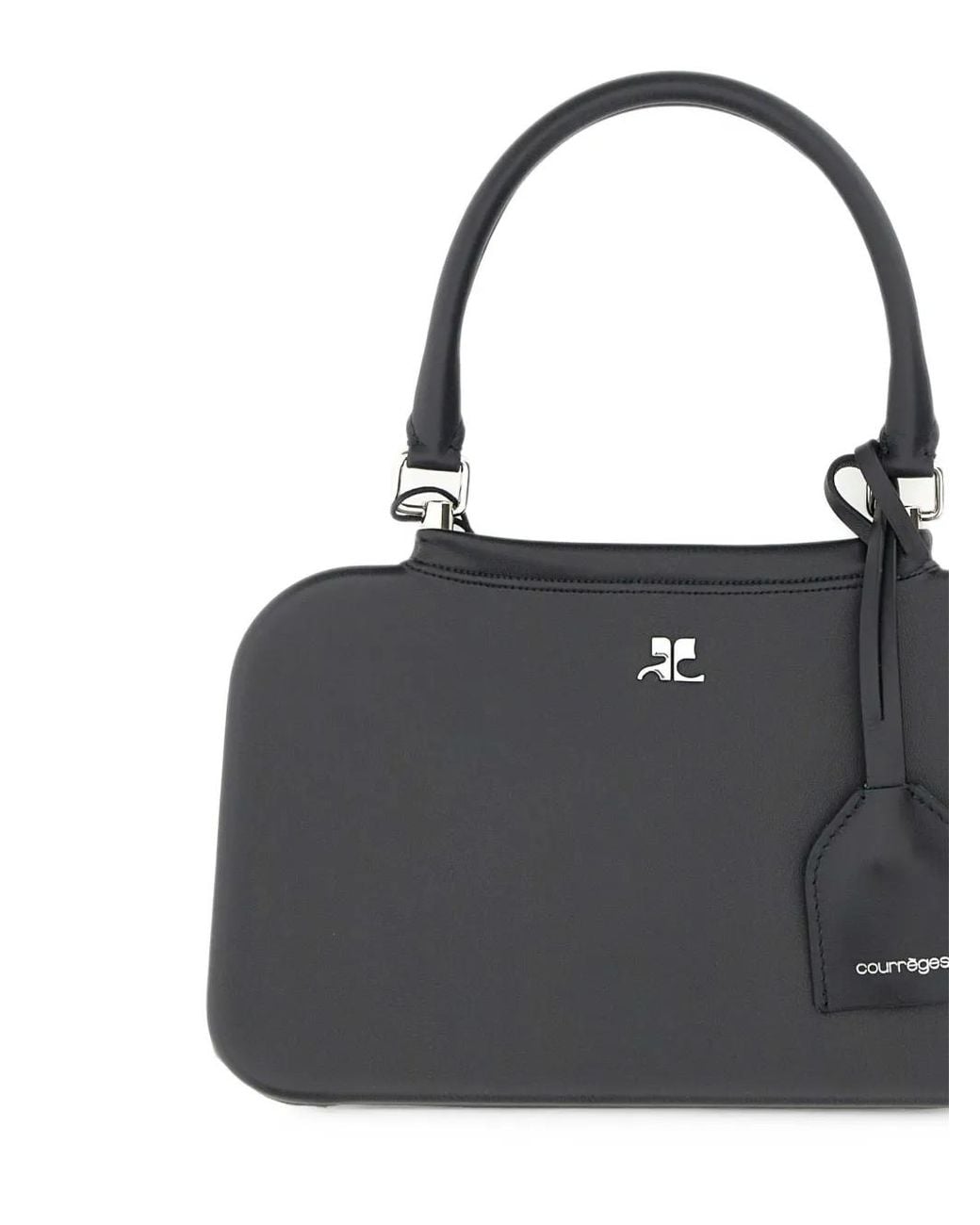 Courreges Black Leather-Effect Small Shadow Bag