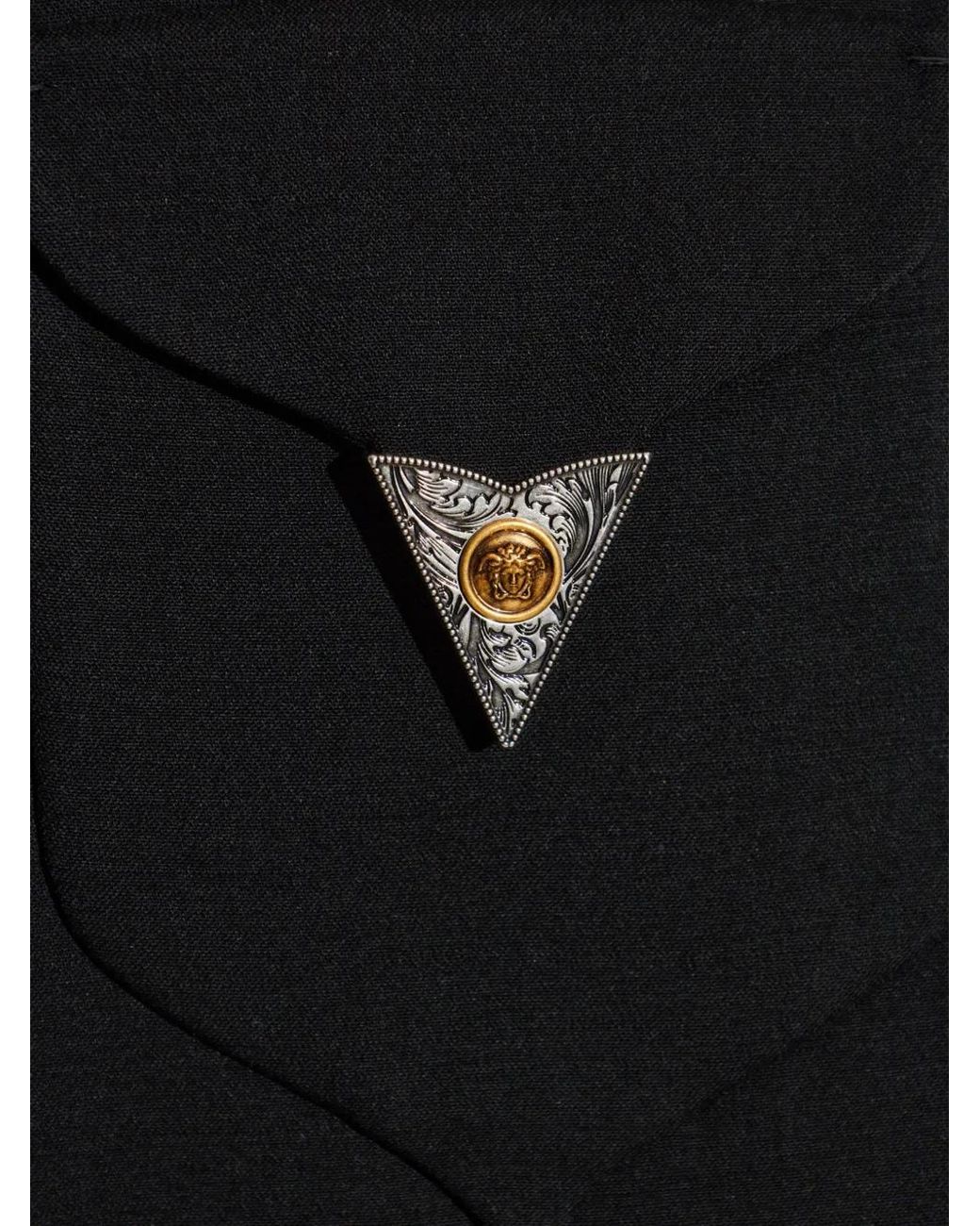 Versace Black Veston En Laine À Détails Appliqués for men