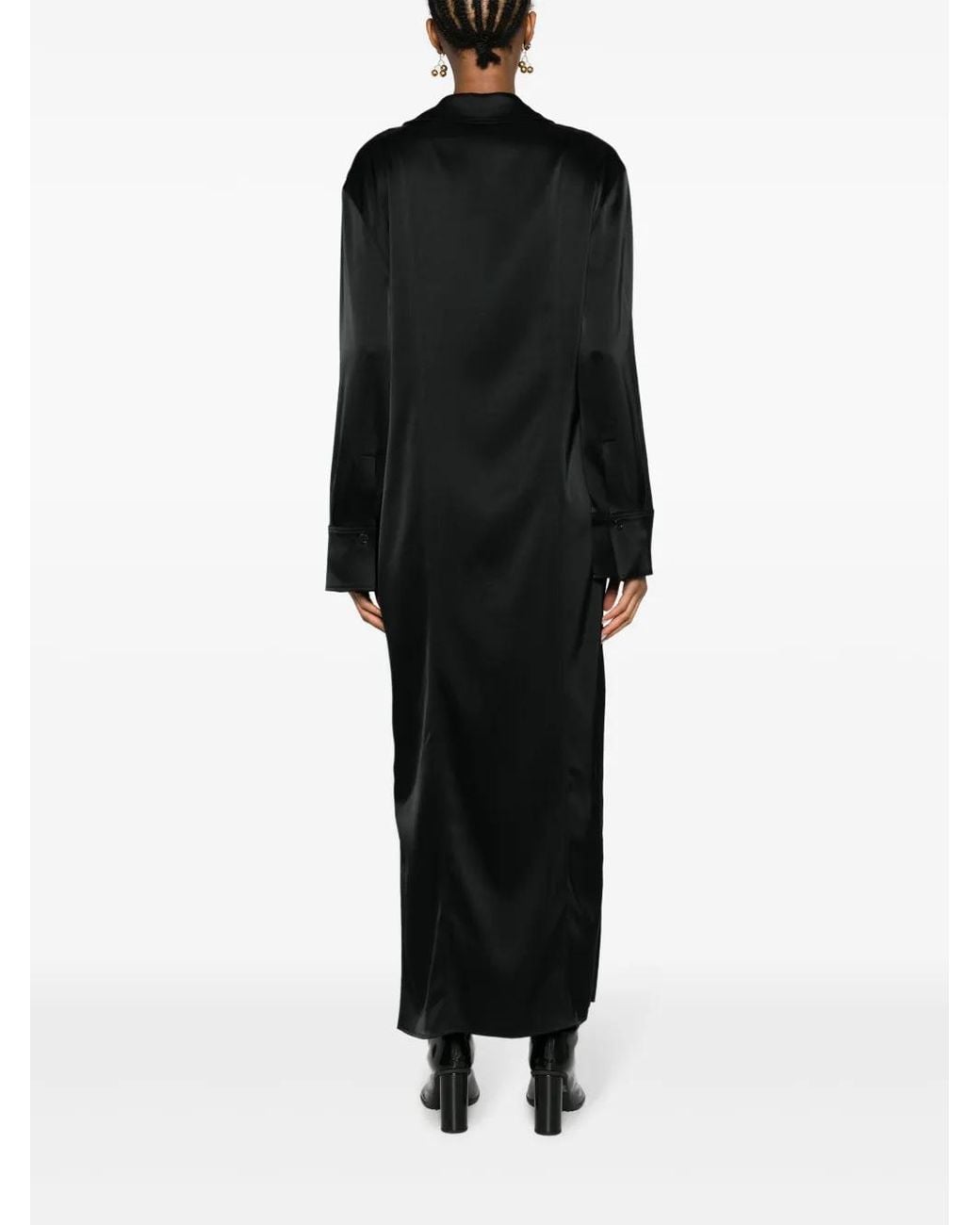 Nanushka Black Joann Satin Shirtdress