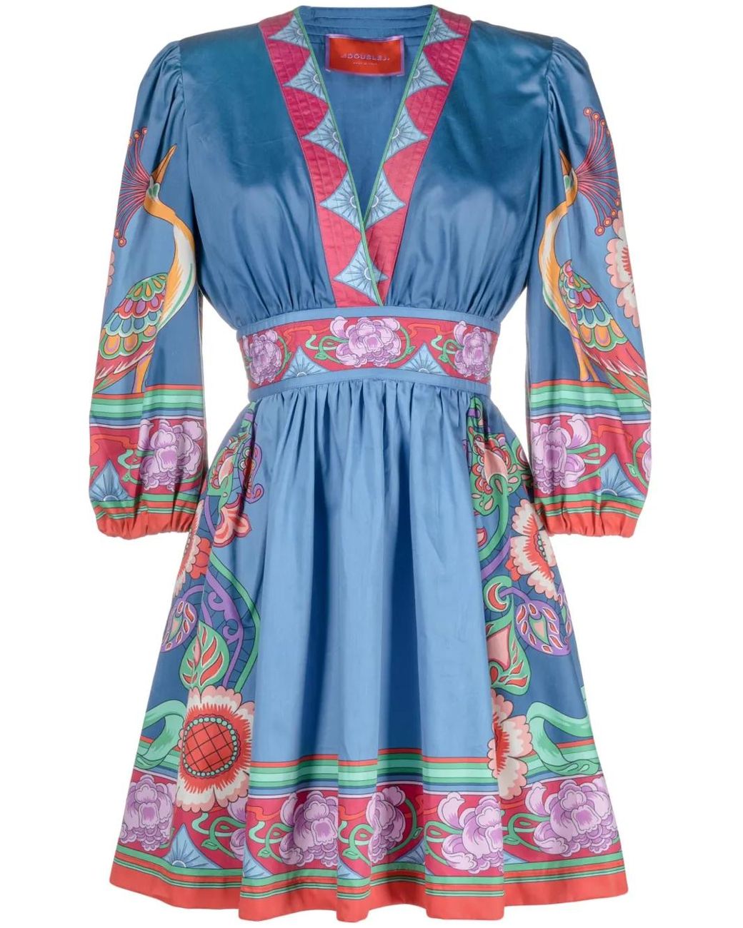 LaDoubleJ Blue Margherita Printed Cotton Minidress