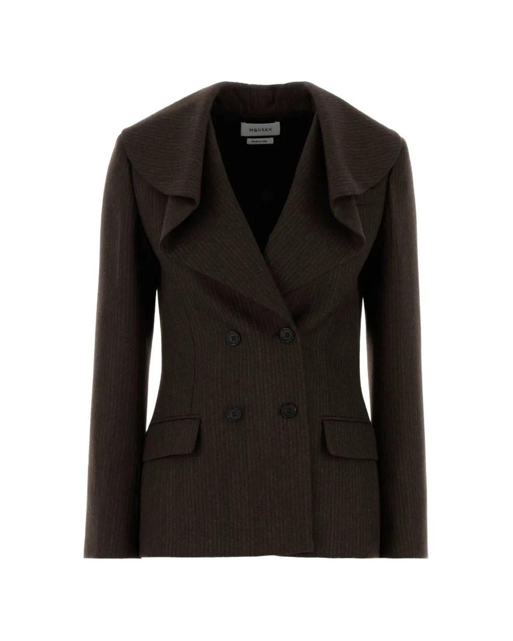 McQueen Black Ruffled Double-Breasted Blazer