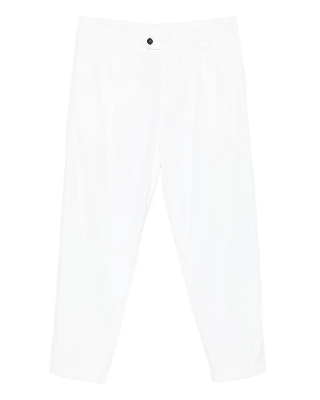 Eleventy White Pleat-Detail Trousers for men