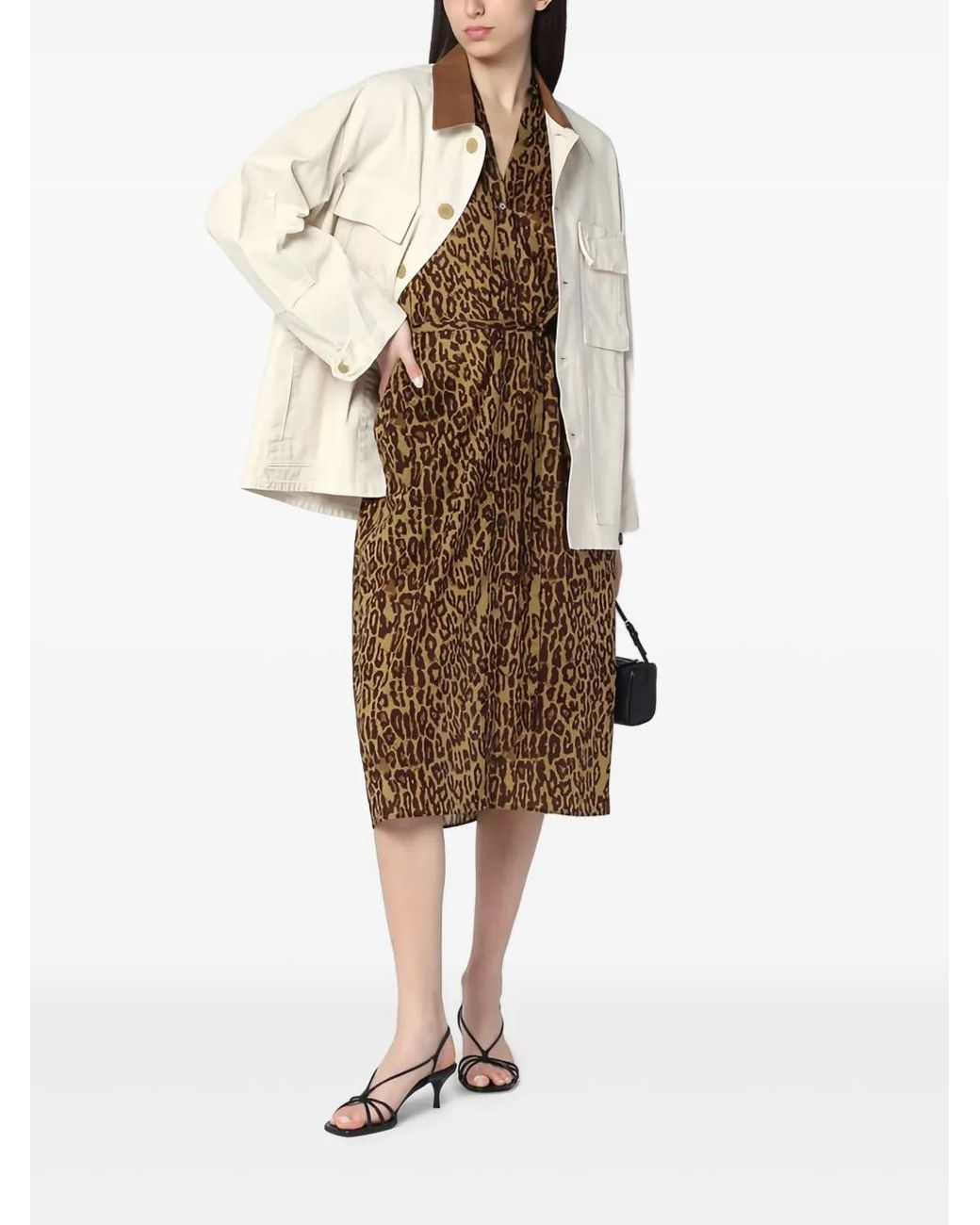 6397 Natural Leopard-Print Midi Dress