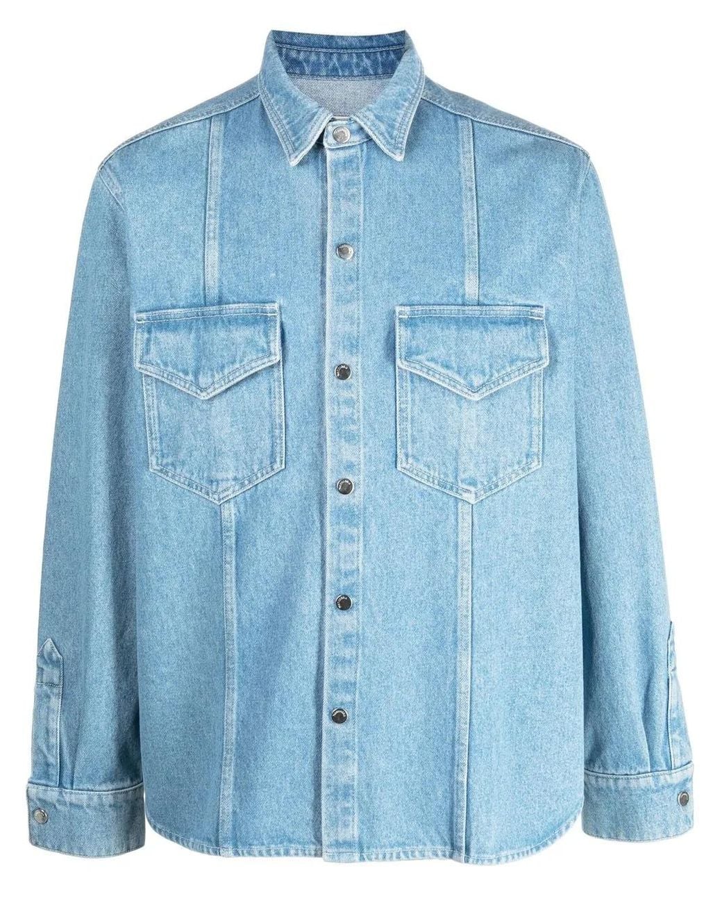 Nanushka Blue Button-Up Denim Shirt for men