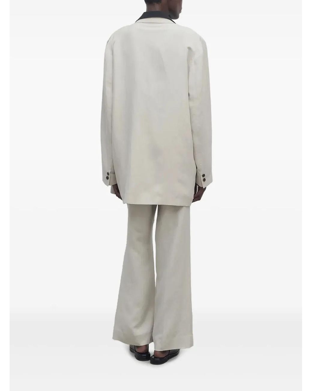 The Row White Noxy Pant In Silk And Linen
