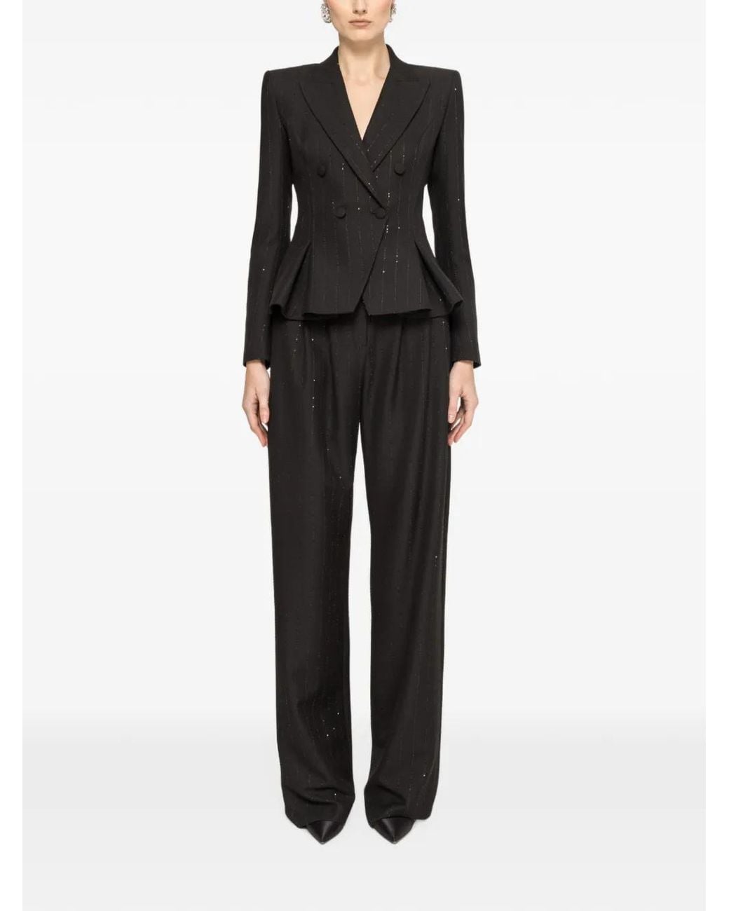 Nissa Blue Double-Breasted Pinstripe Jacket