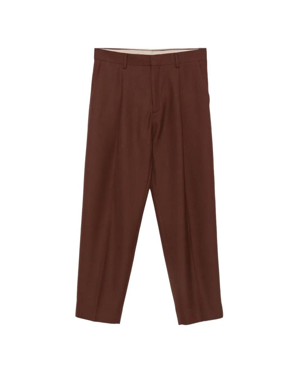 Costumein Brown Pantalon Droit À Design Plissé for men