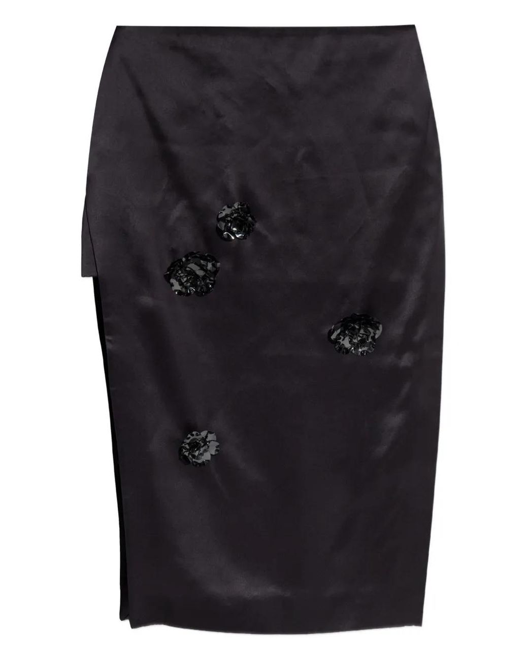 Casablanca Blue Floral-Detail Midi Skirt