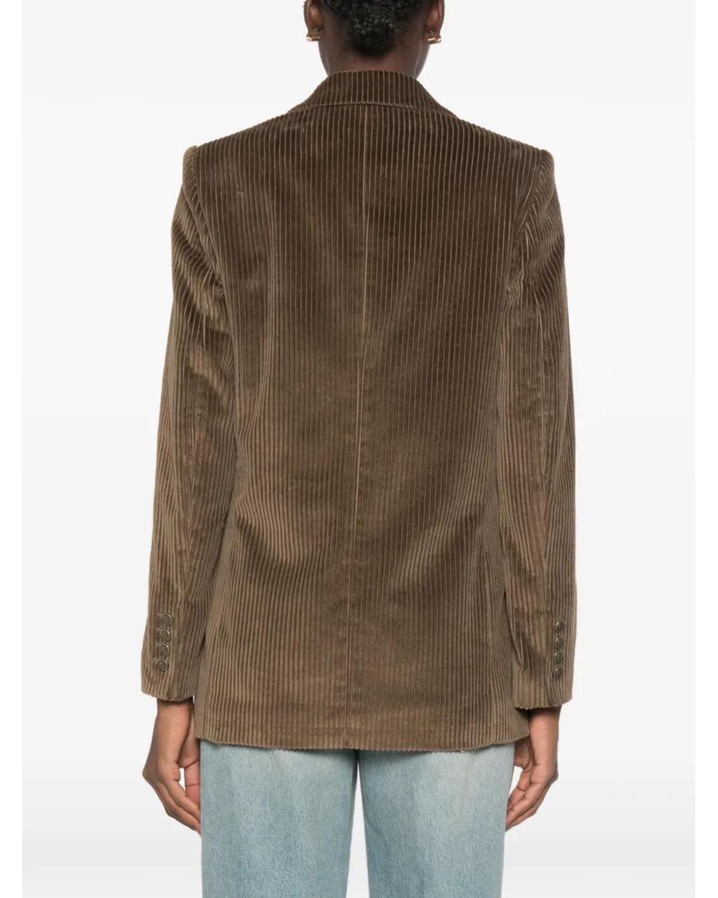 Etro Brown Double-Breasted Corduroy Blazer