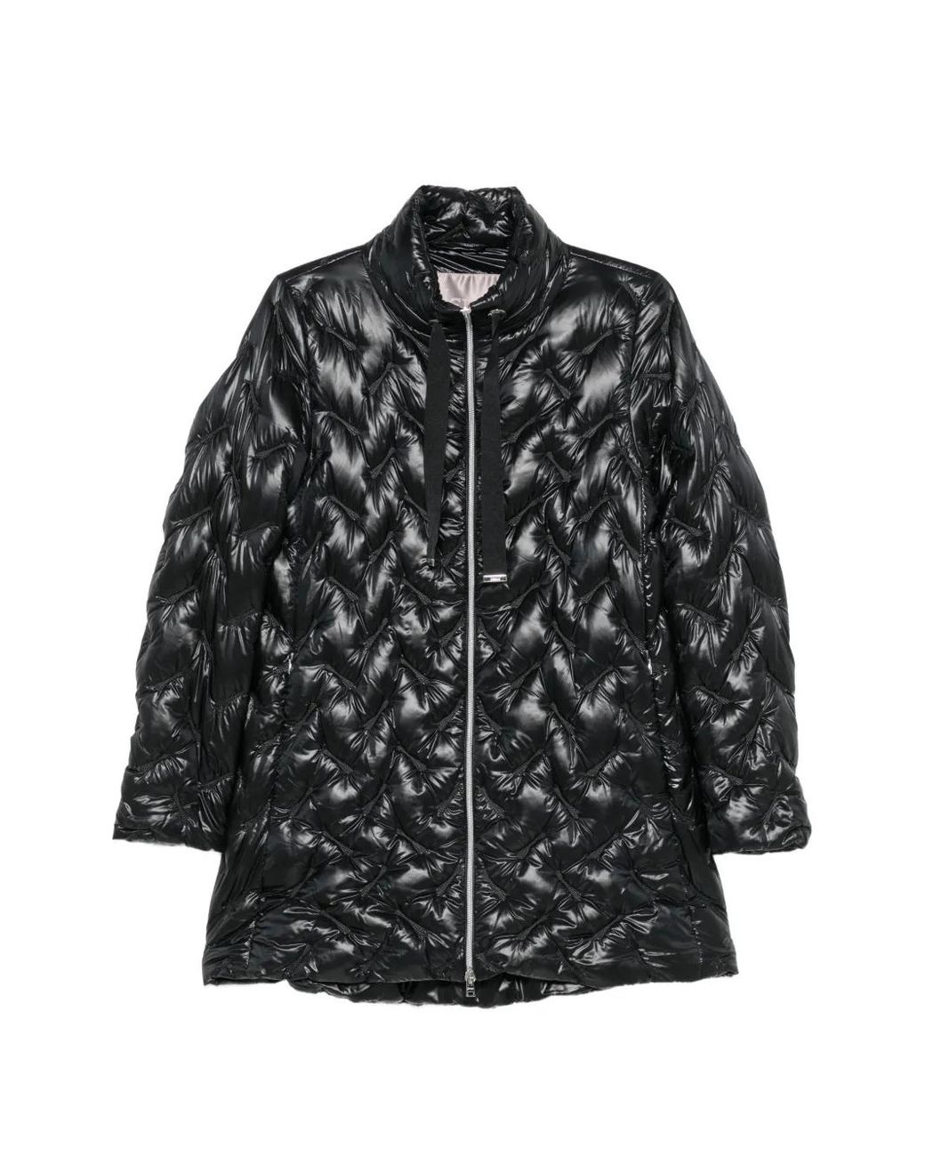 Herno Black Quilted High-Neck Coat