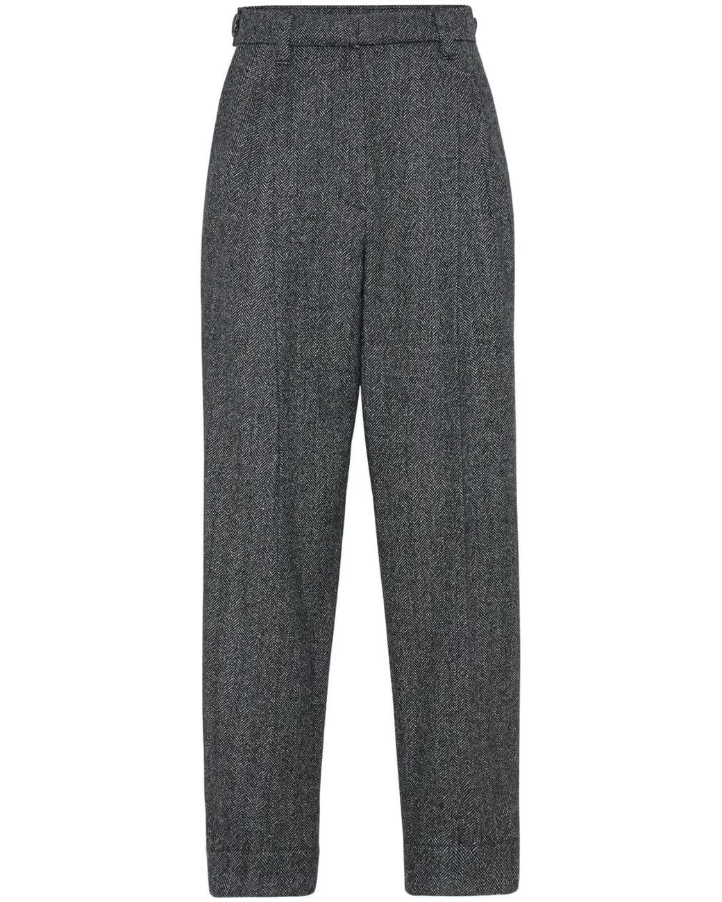 Brunello Cucinelli Gray Wool Baggy Sartorial Trousers