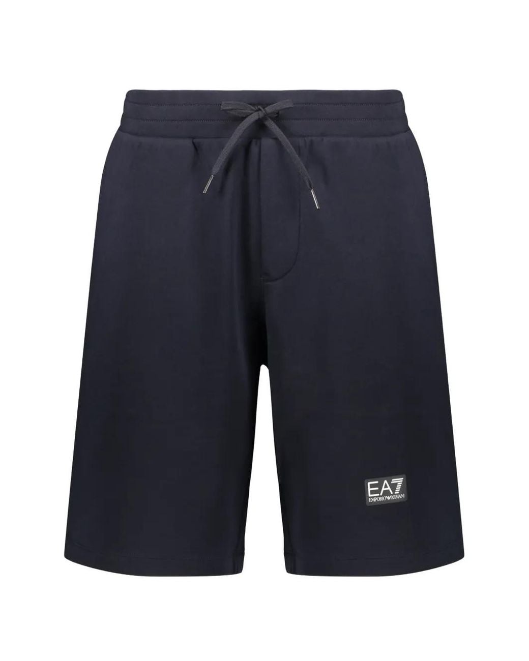 EA7 Blue Logo-Patch Drawstring Shorts for men