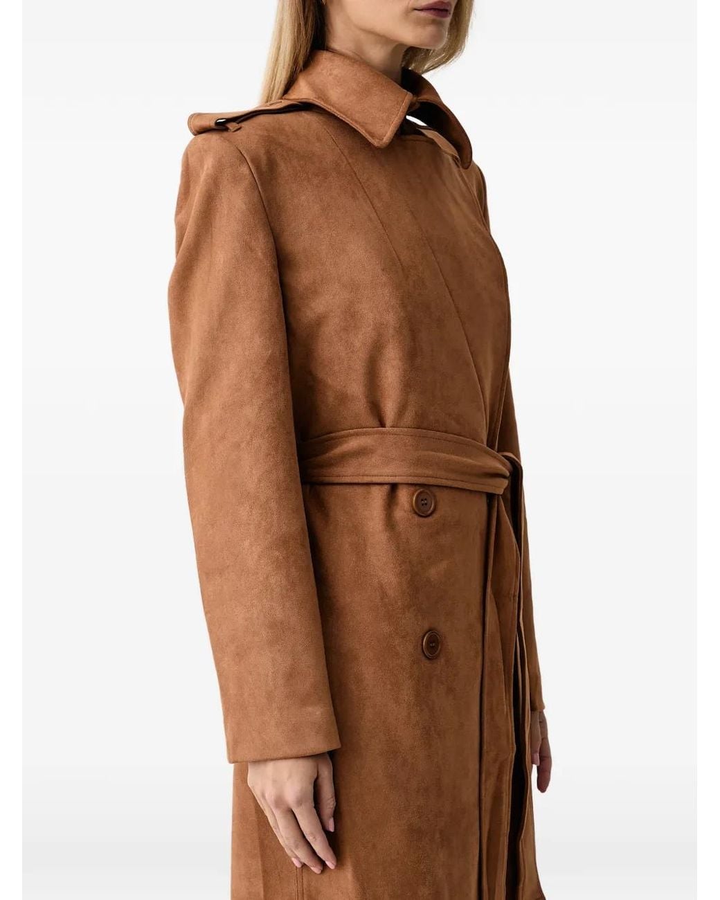 Bardot Brown Double-Breasted Belted Coat