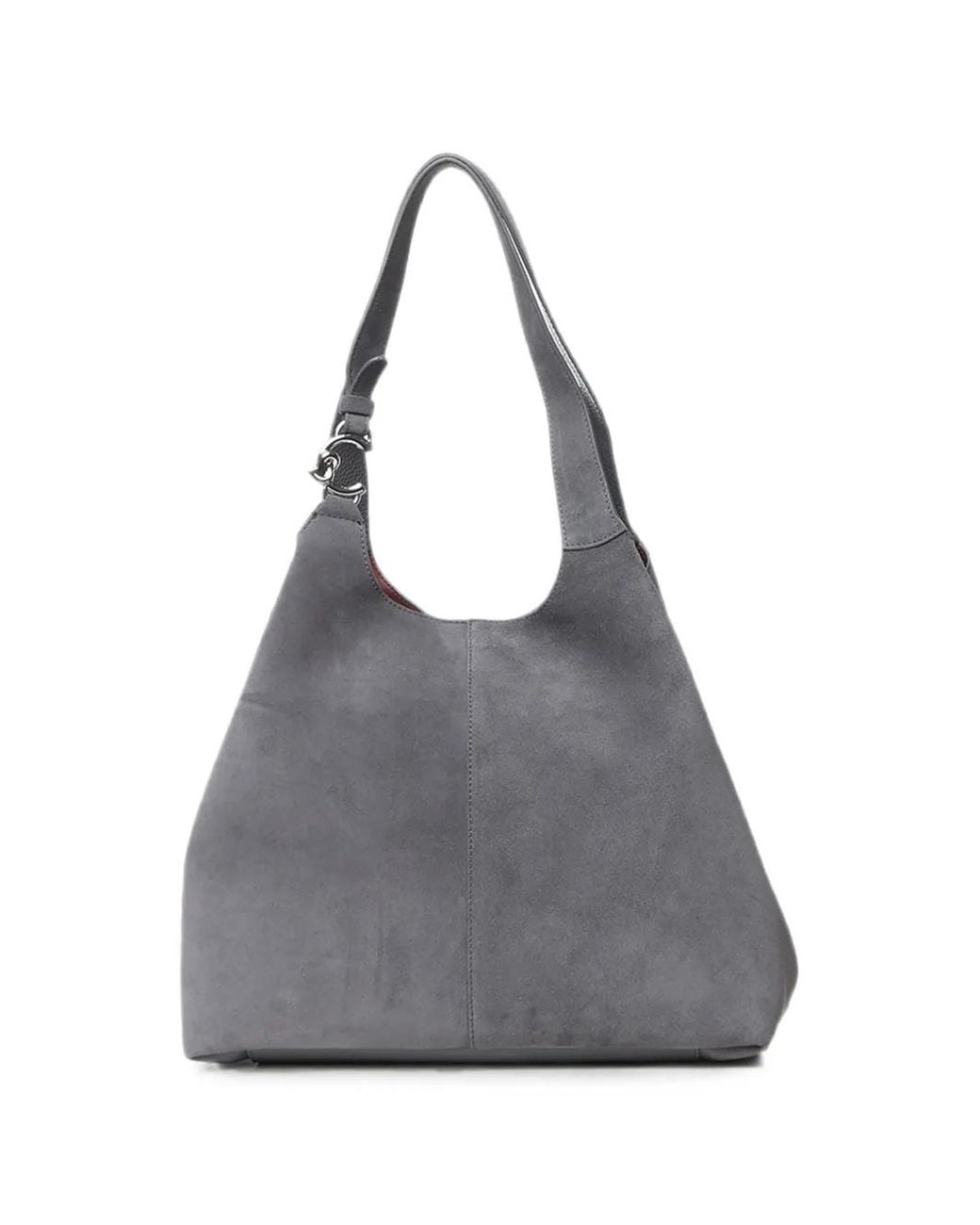Coccinelle Gray Large C-Easy Suede Tote Bag