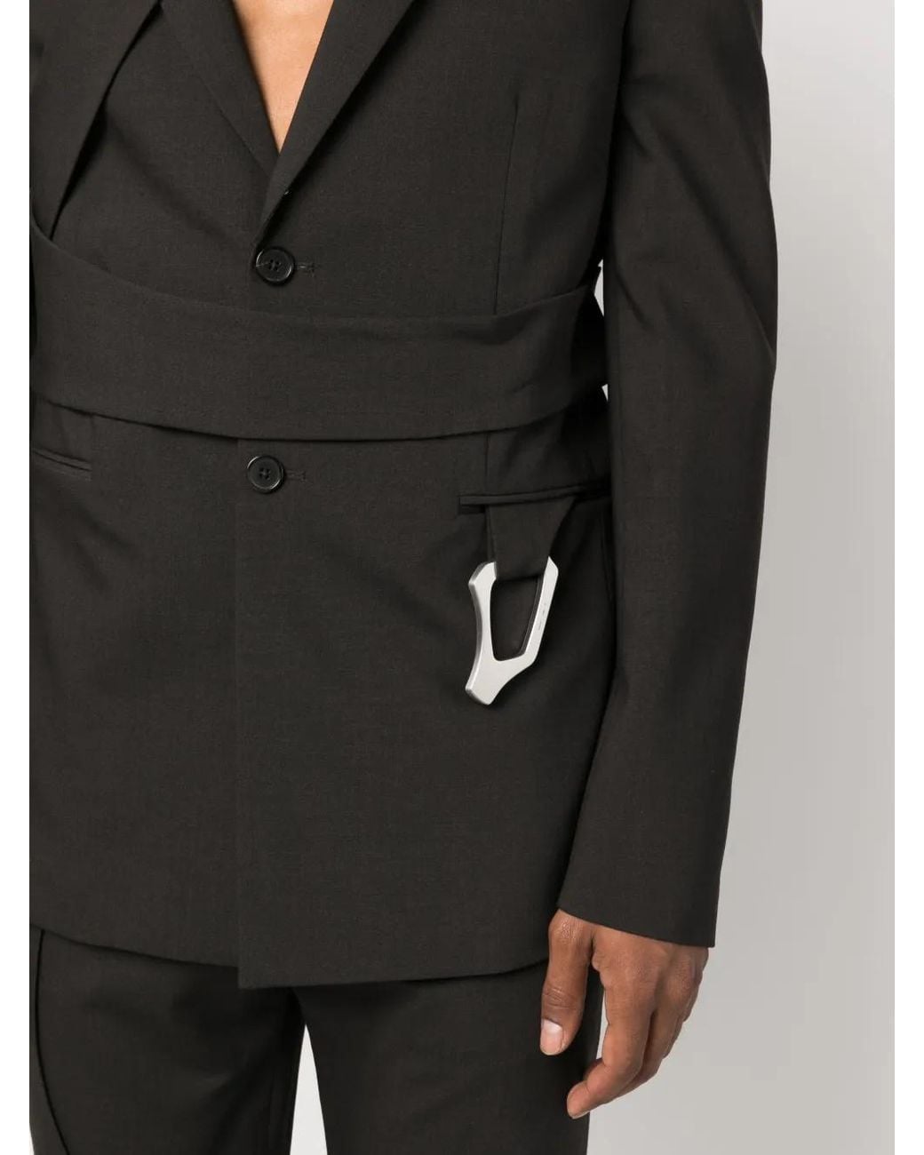 HELIOT EMIL Black Layered-Effect Single Breasted Blazer for men