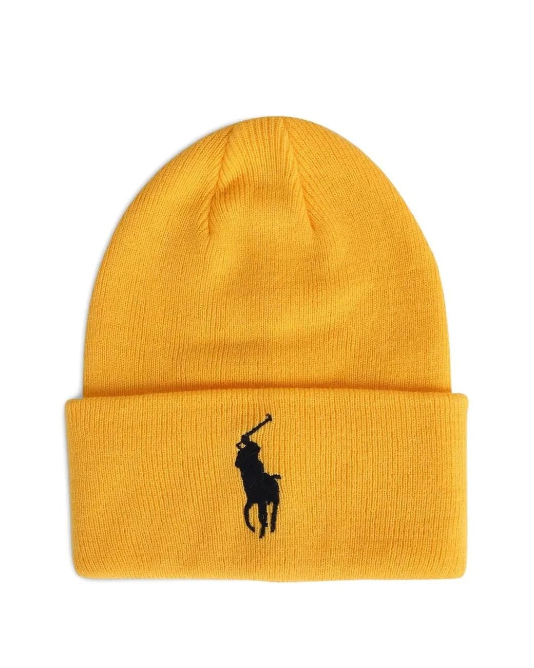 Polo Ralph Lauren Yellow Big Pony Cuff Beanie Hat for men
