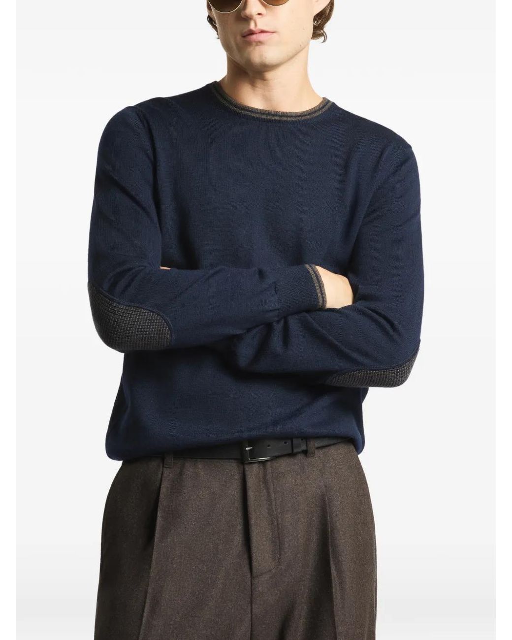 Fay Blue Crew-Neck Sweater for men