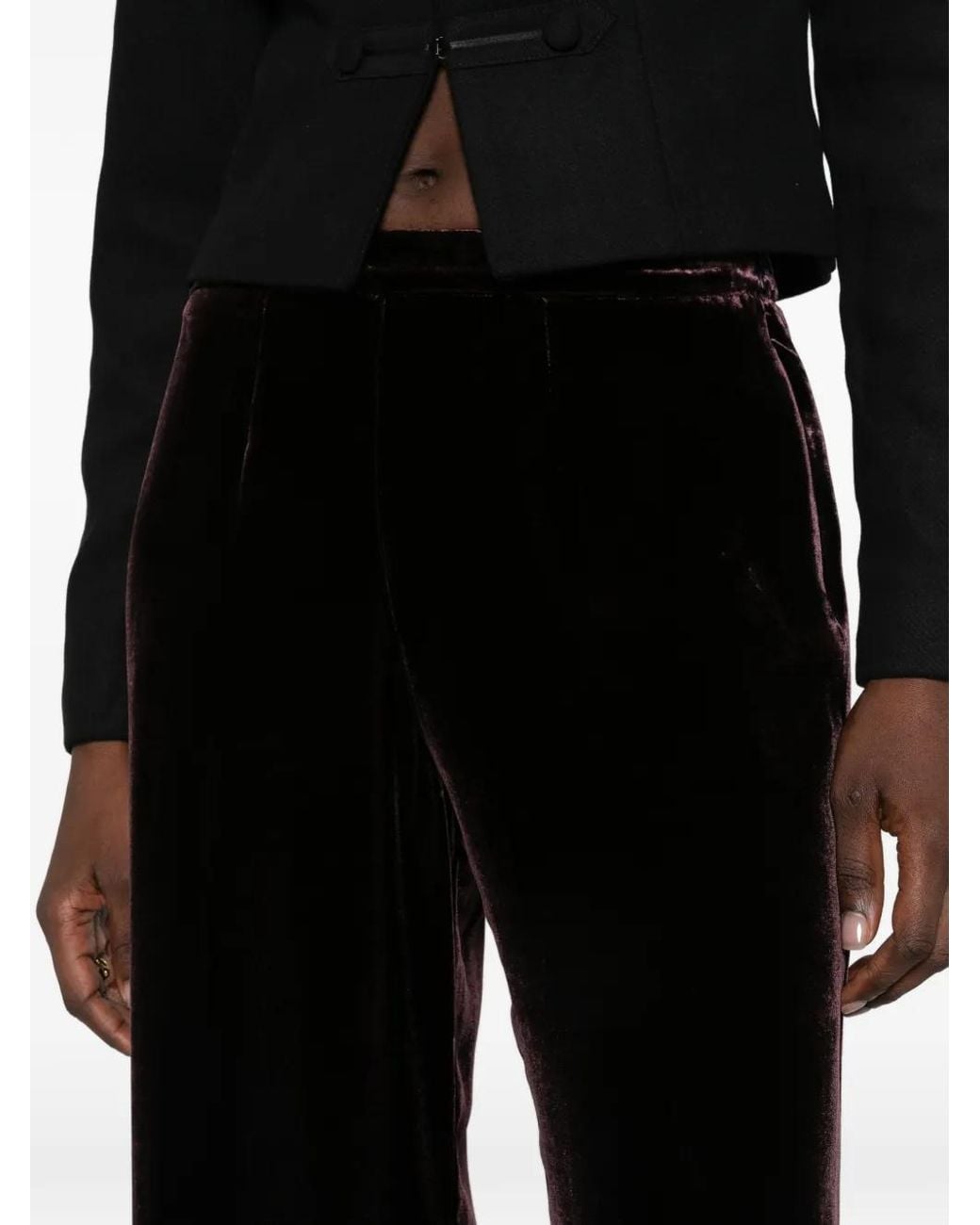 Forte_forte Black Velvet Wide-Leg Trousers