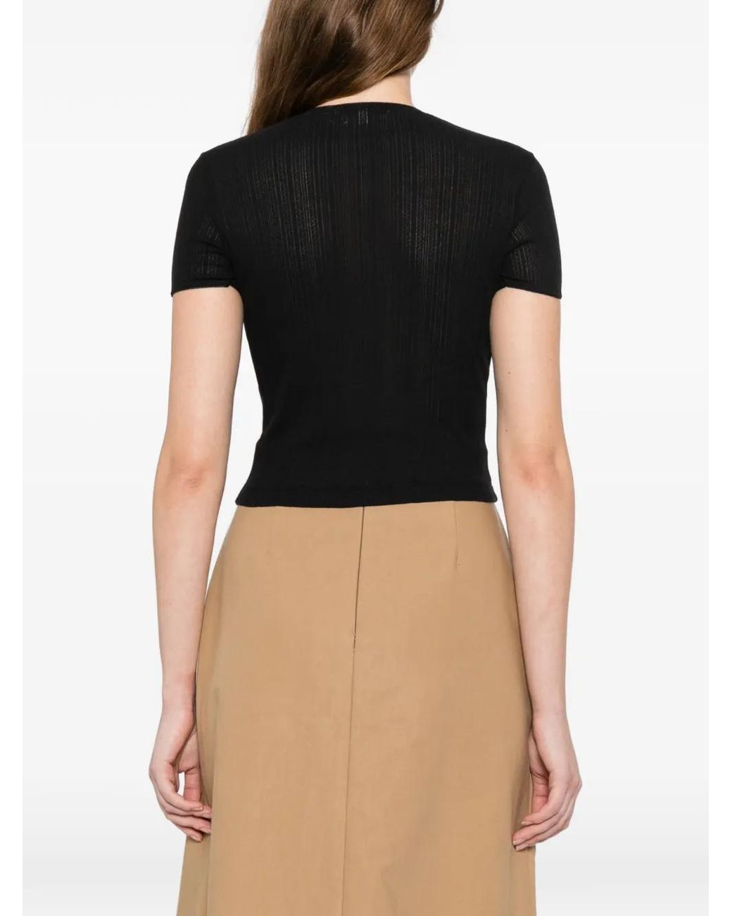 Maison Kitsuné Black Logo-Embroidered T-Shirt