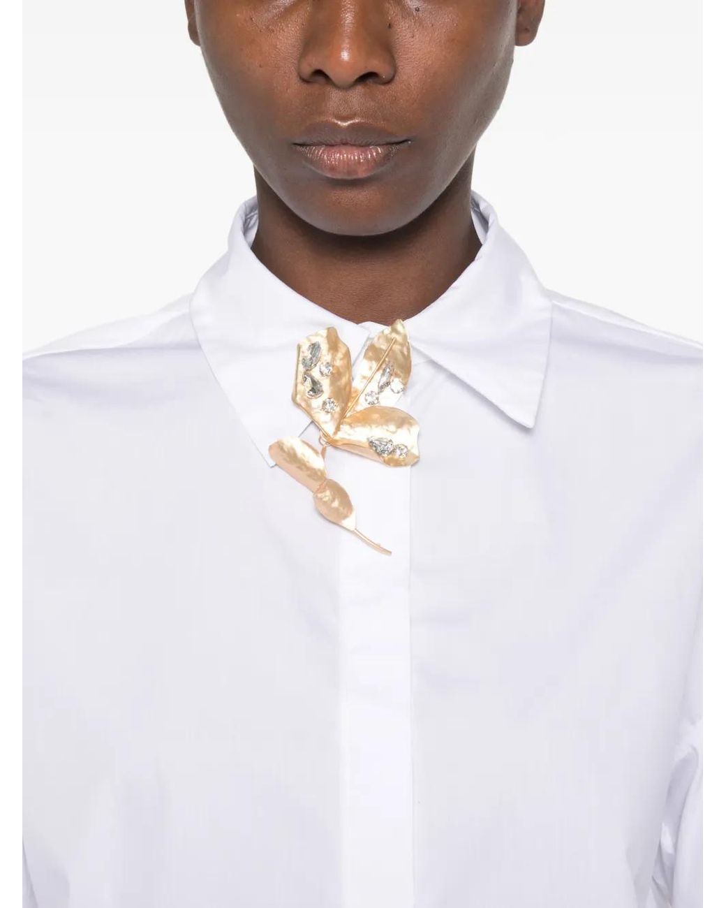 Imperial White Cropped Long-Sleeve Shirt