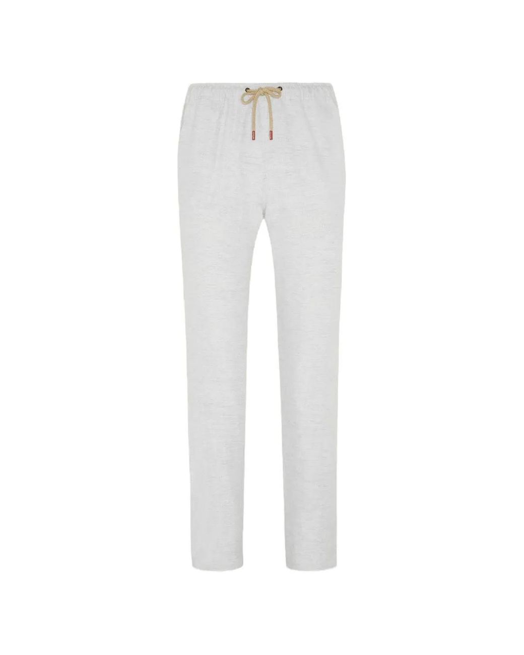 Kiton White Drawstring Elasticated Trousers for men