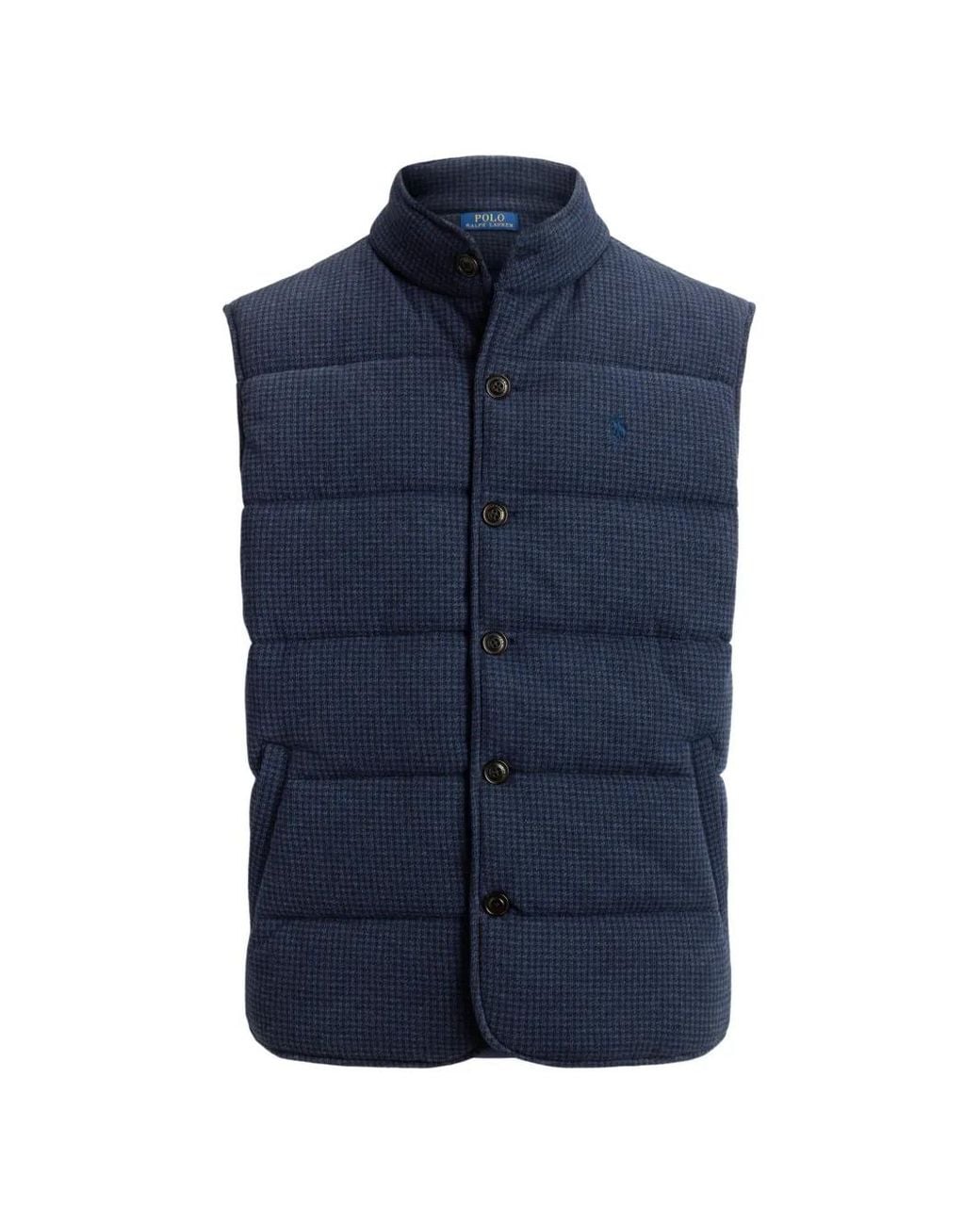 Polo Ralph Lauren Blue Houndstooth Quilted Vest for men
