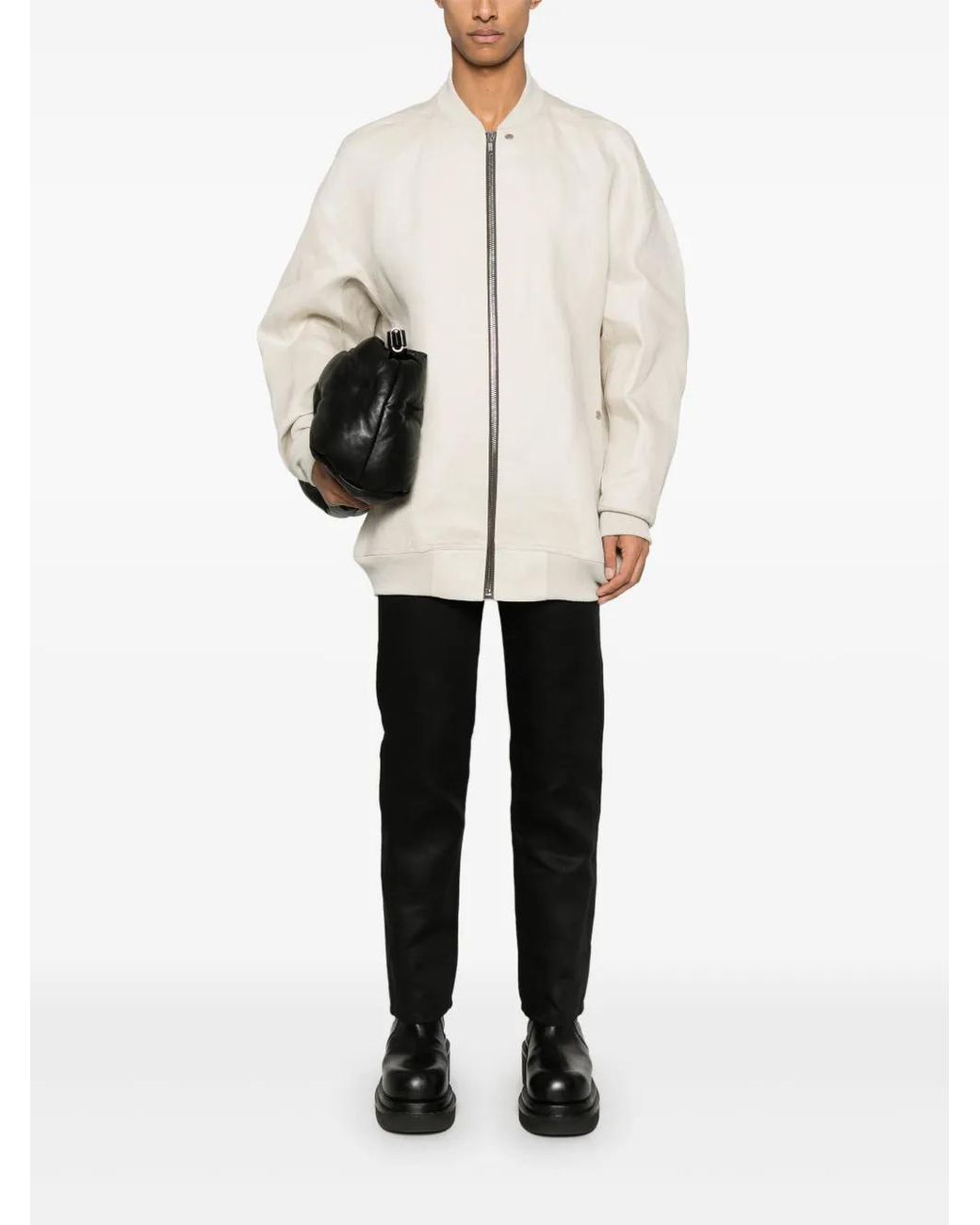 Rick Owens White Jumbo Flight Jacket for men