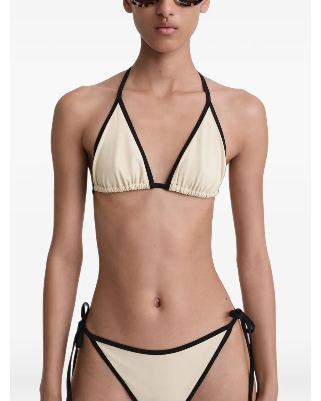 Totême  Black Stripe Tie Bikini Top