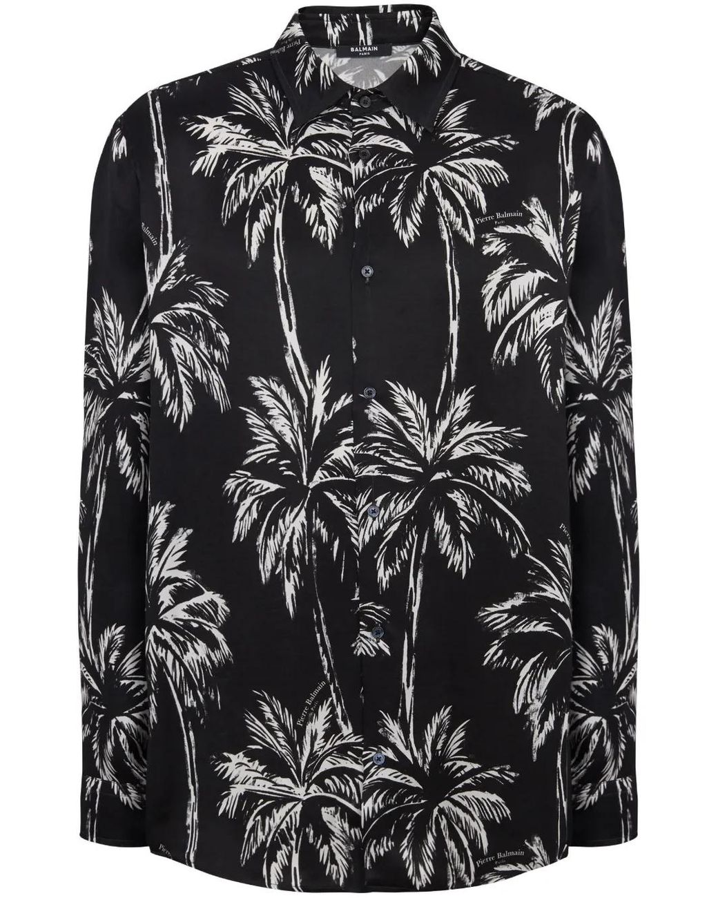 Balmain Black Floral Pattern Shirt for men