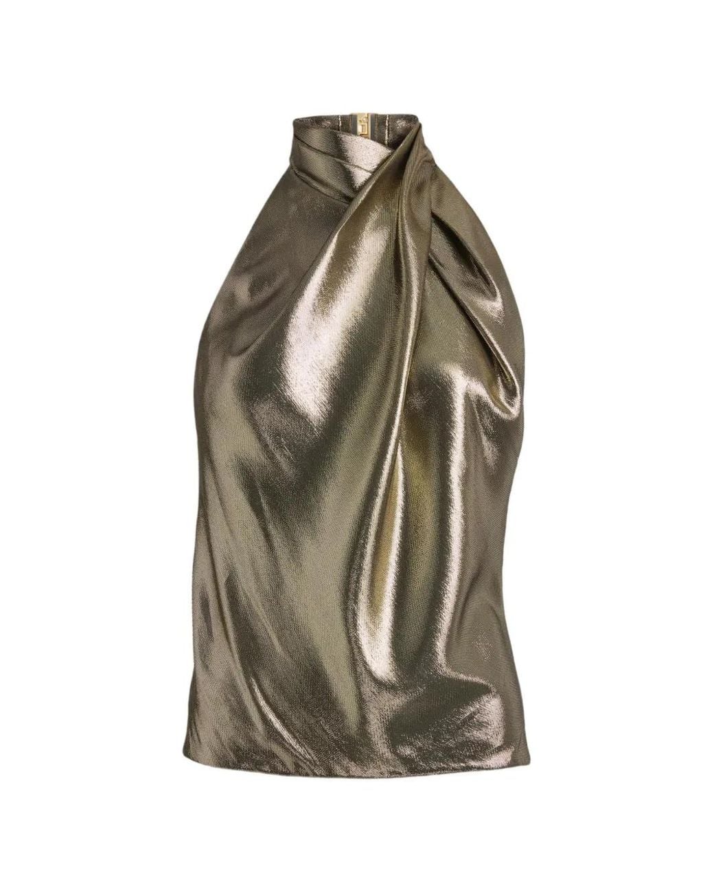Balmain Green Backless Lurex Jersey Top