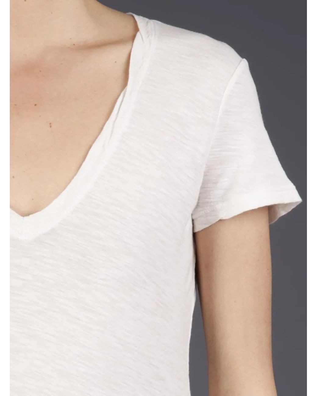 James Perse White Casual V-Neck T-Shirt
