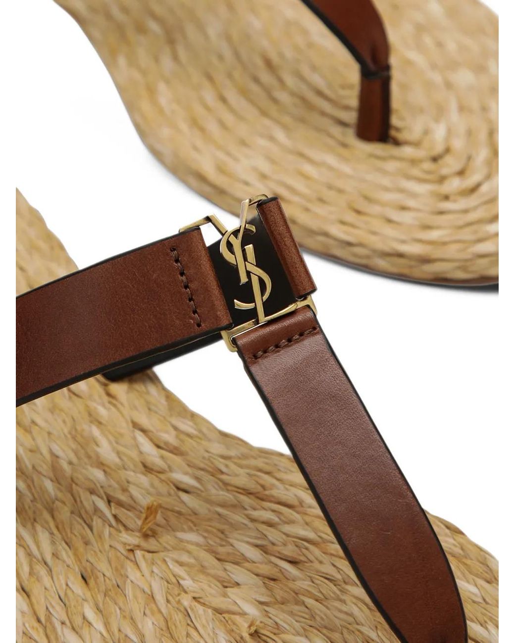 Saint Laurent Brown T-Bar-Strap Sandals