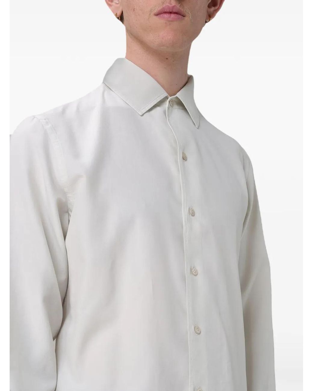 Agnona White Long-Sleeve Button-Up Shirt for men