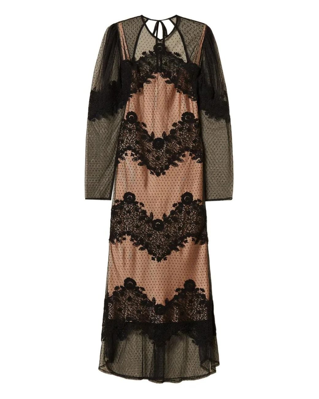 Twinset Black Lace-Detail Tulle Dress