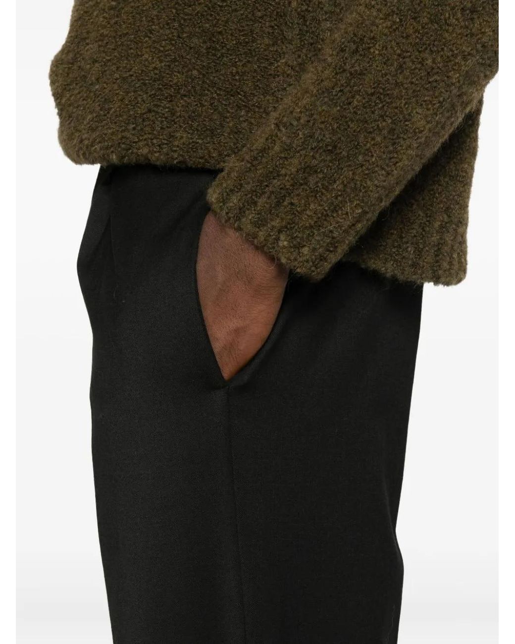 Amaranto Black Pleated-Front Trousers for men
