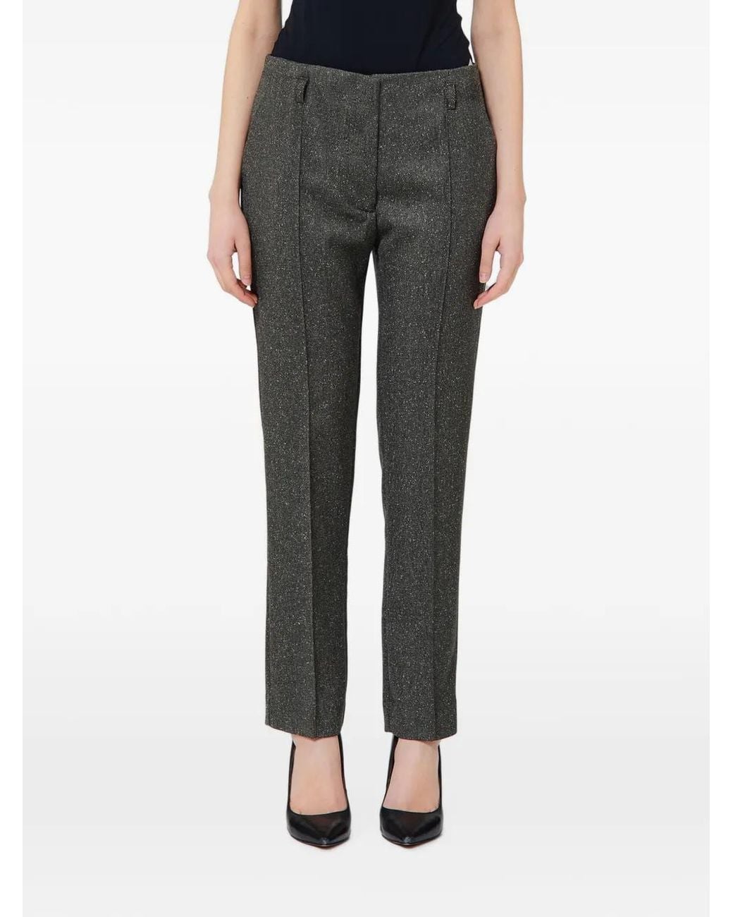 Liu Jo Black Pressed-Crease Tailored Trousers