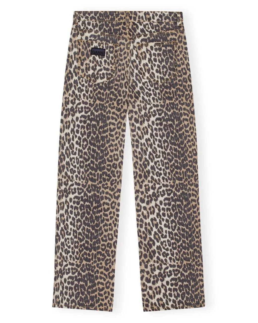 Ganni Gray Leopard-Print Trousers