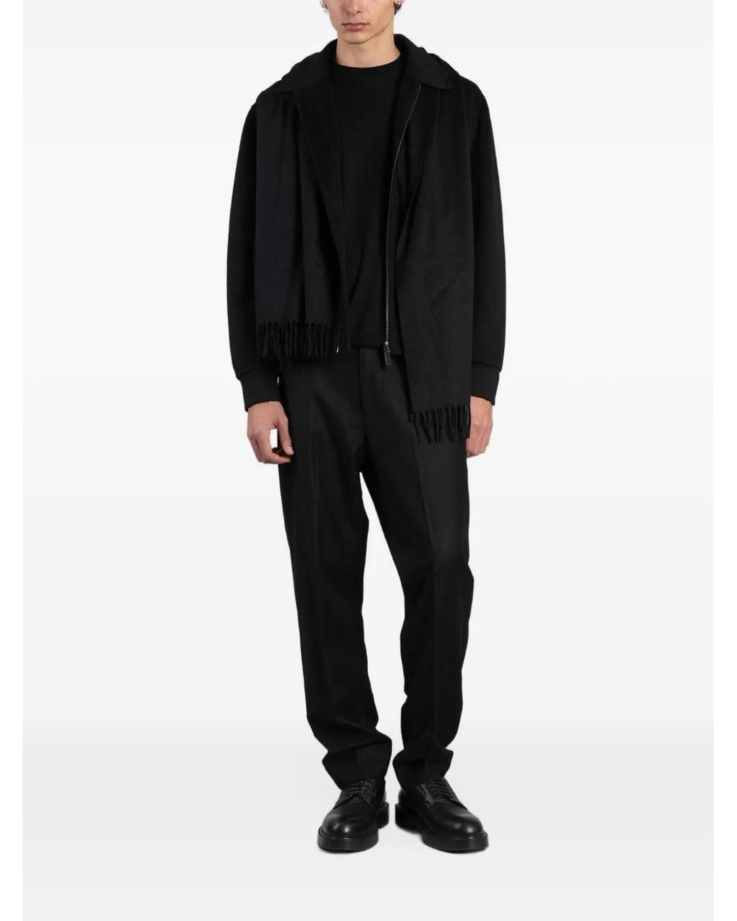 Grayed Black Crew-Neck Long-Sleeve Sweater for men