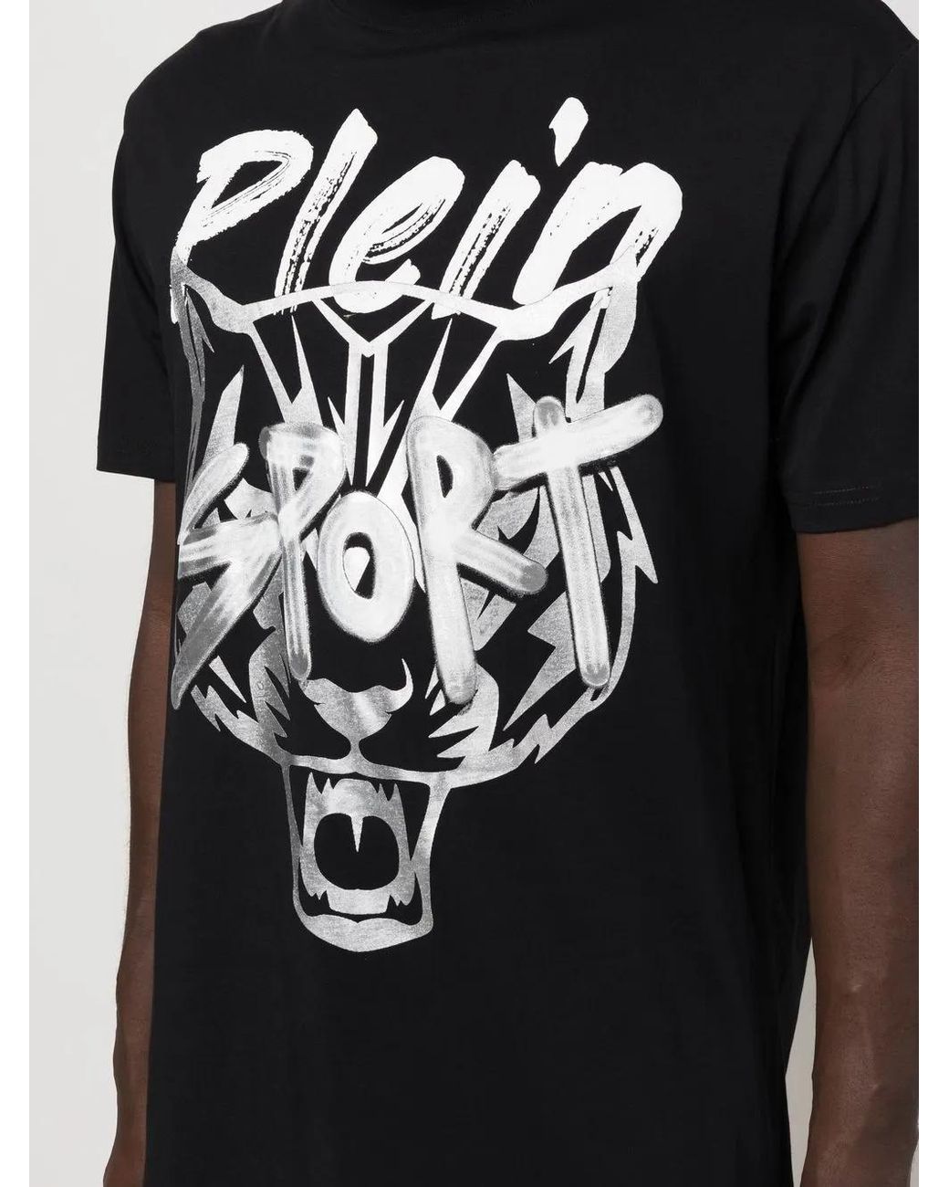 Philipp Plein Black Tiger-Head Short-Sleeve T-Shirt for men