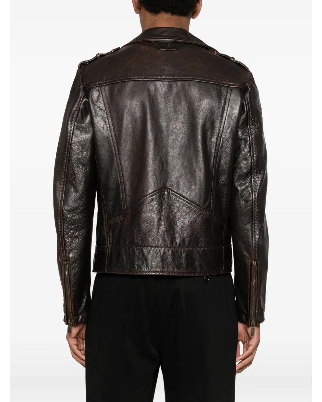 Salvatore Santoro Black Leather Biker Jacket for men