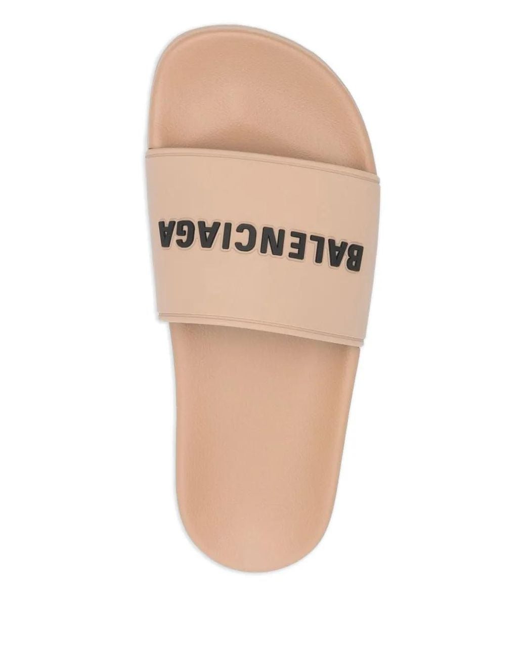 Balenciaga Brown Neutral Logo-embossed Slides - Women's - Rubber/fabric