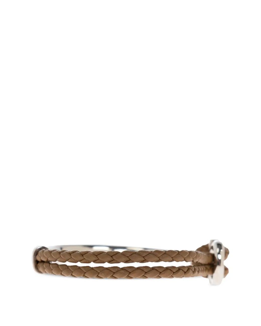 Ferragamo White Gancini Braided-Leather Bracelet for men