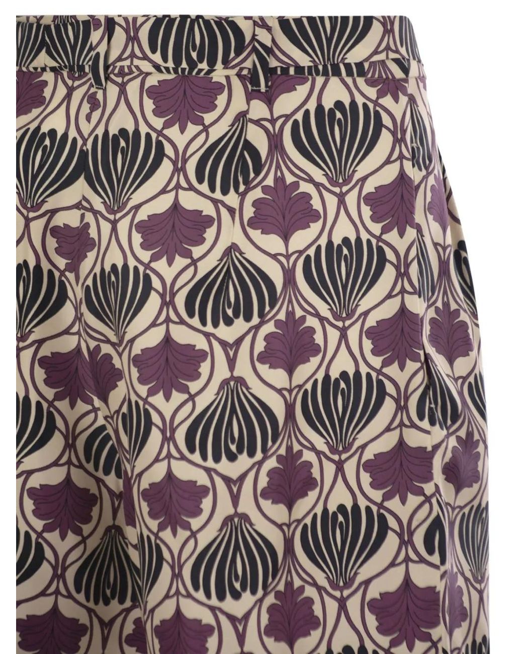 Max Mara Gray Printed Belt Short Trousers