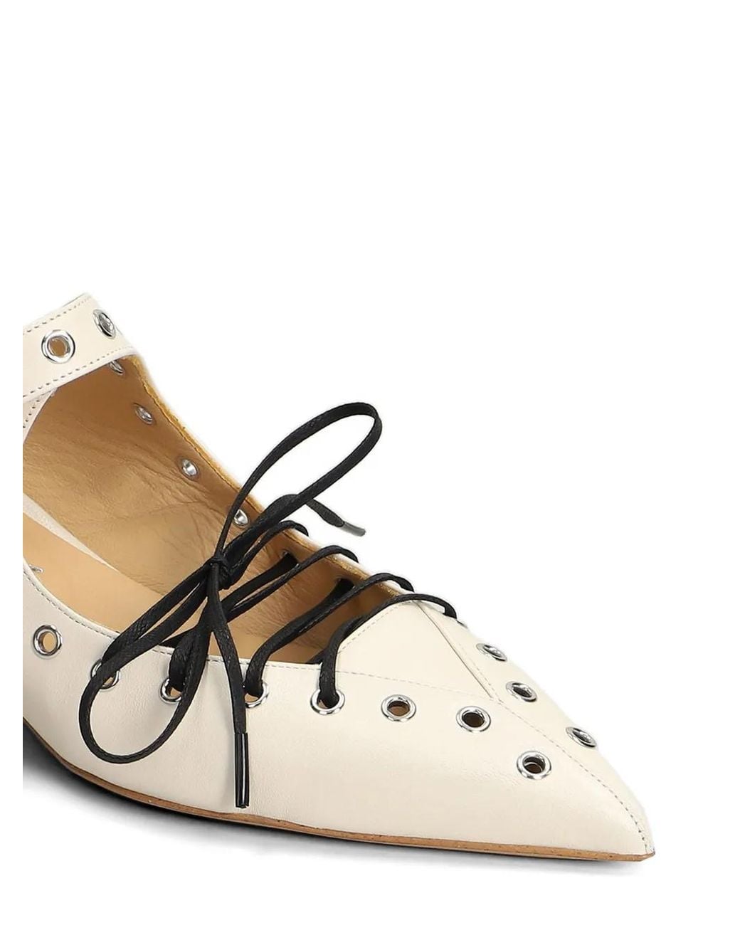 Alchimia White Eyelet-Embellished Lace-Up Mules